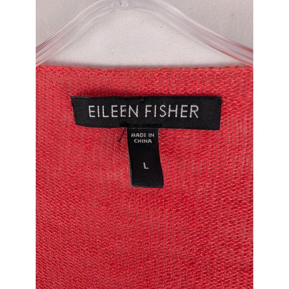 Eileen Fisher Sweater Womens Large Linen Open Front Cardigan - Picture 2 of 7